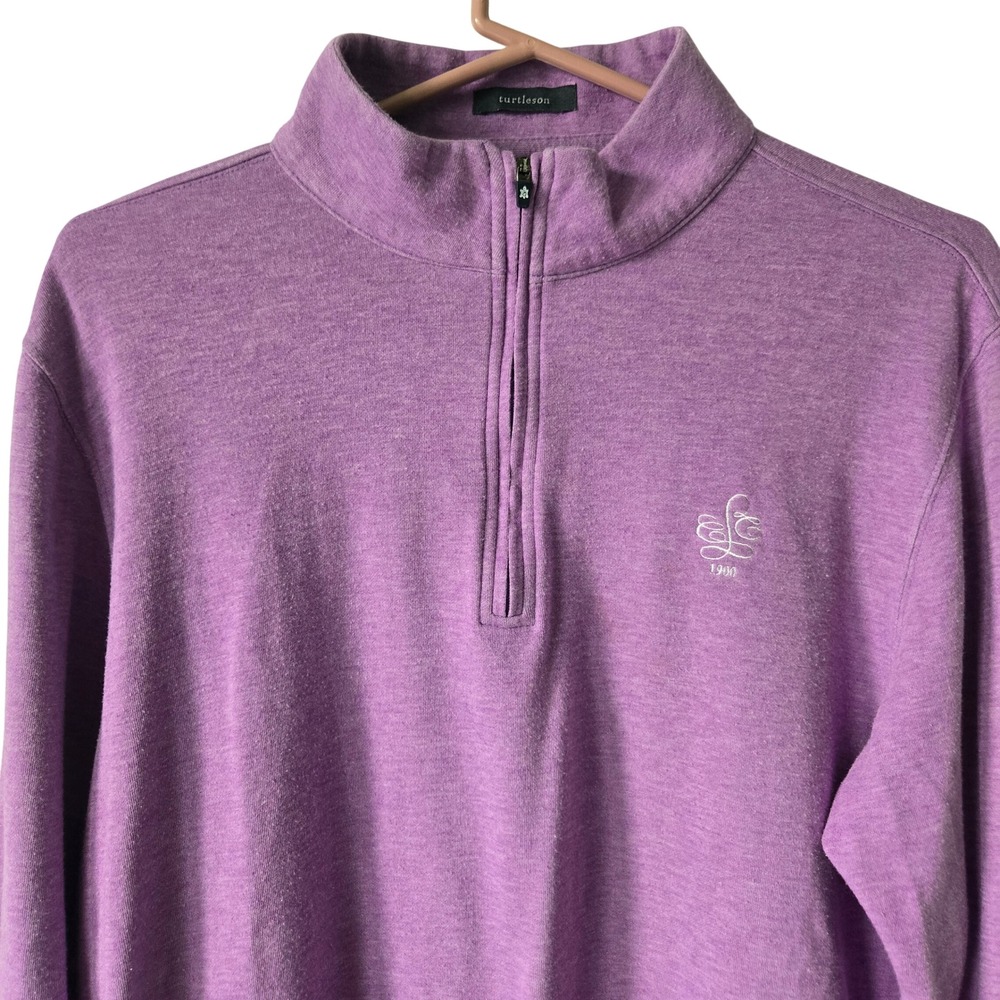 Turtleson Mens Purple Heather Quarter Zip Pullover LCC 1900 Logo Size Medium